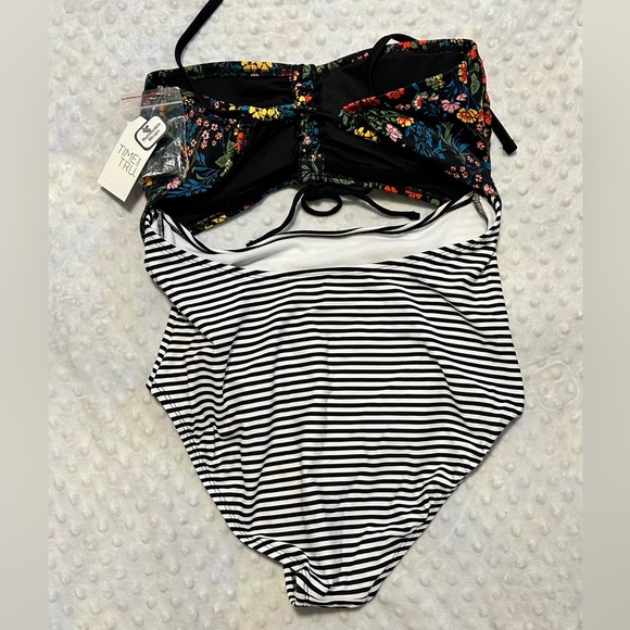 Time and Tru Women's Mint To Be Bandeau One Piece Swimsuit Large BNWT - Picture 3 of 4